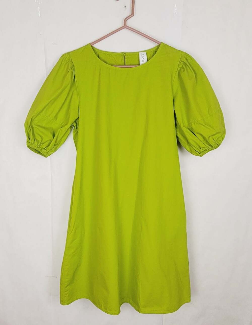 Amadi green puff sleeve cotton poplin dress Size Small Boho Cottagecore Feminine